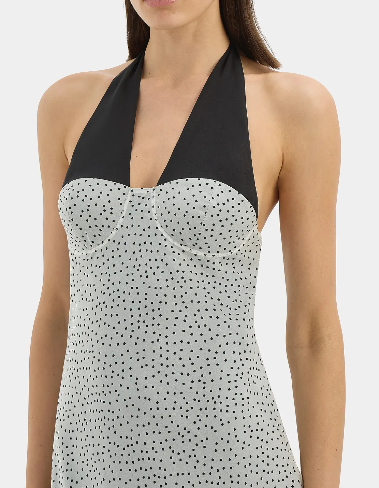 Lisander Halter Midi Dress in Polka Dot Bianca