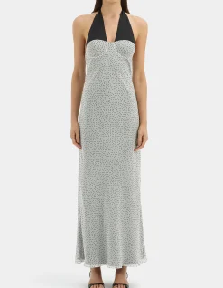 Lisander Halter Midi Dress in Polka Dot Bianca