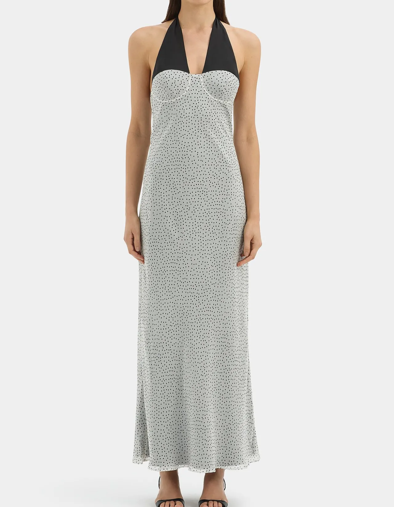 Lisander Halter Midi Dress in Polka Dot Bianca