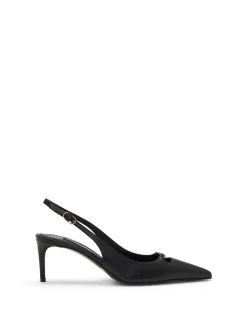 Lollo Gold Logo Detail Slingback Pumps