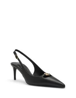 Lollo Gold Logo Detail Slingback Pumps