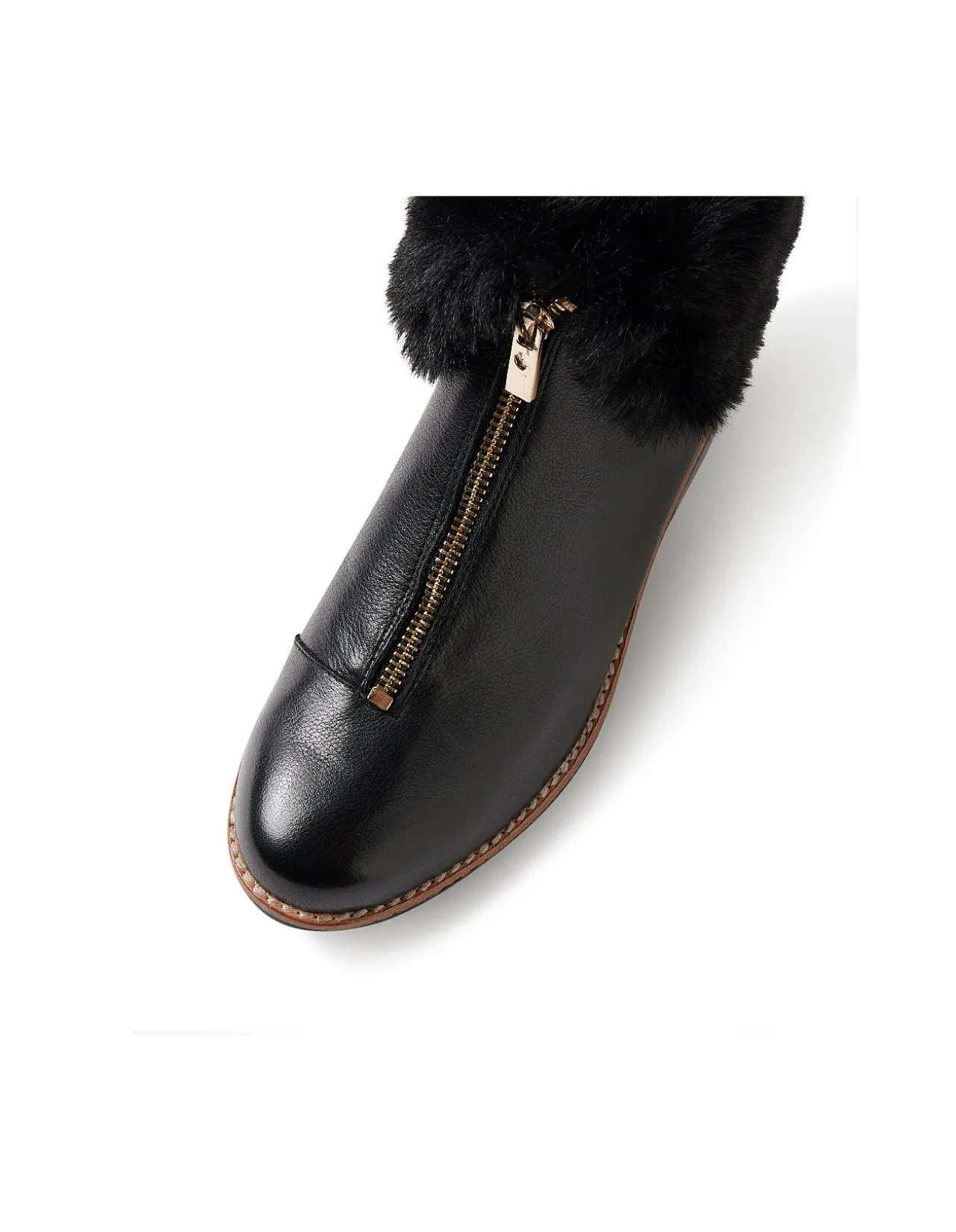 Lollys Faux Fur Zip Leather Ankle Boots