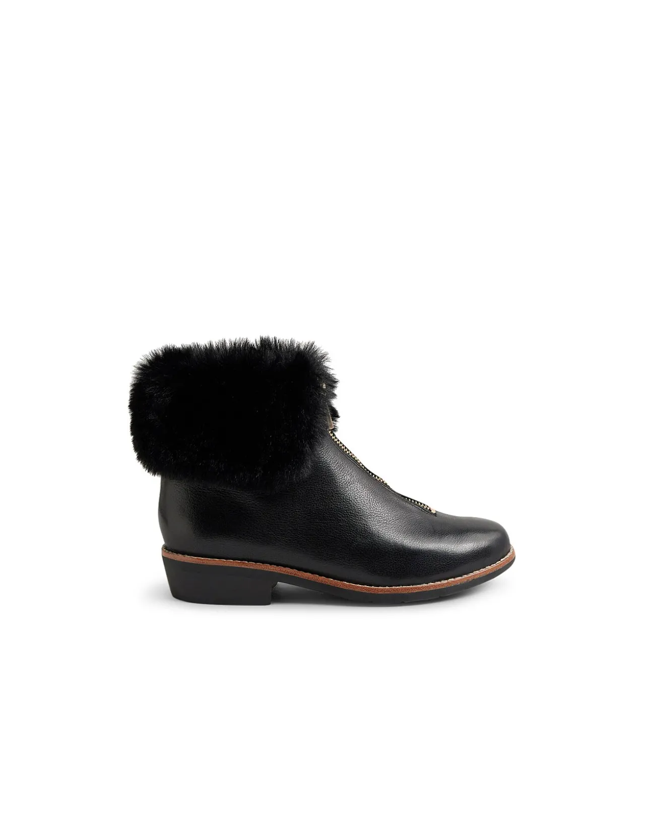 Lollys Faux Fur Zip Leather Ankle Boots