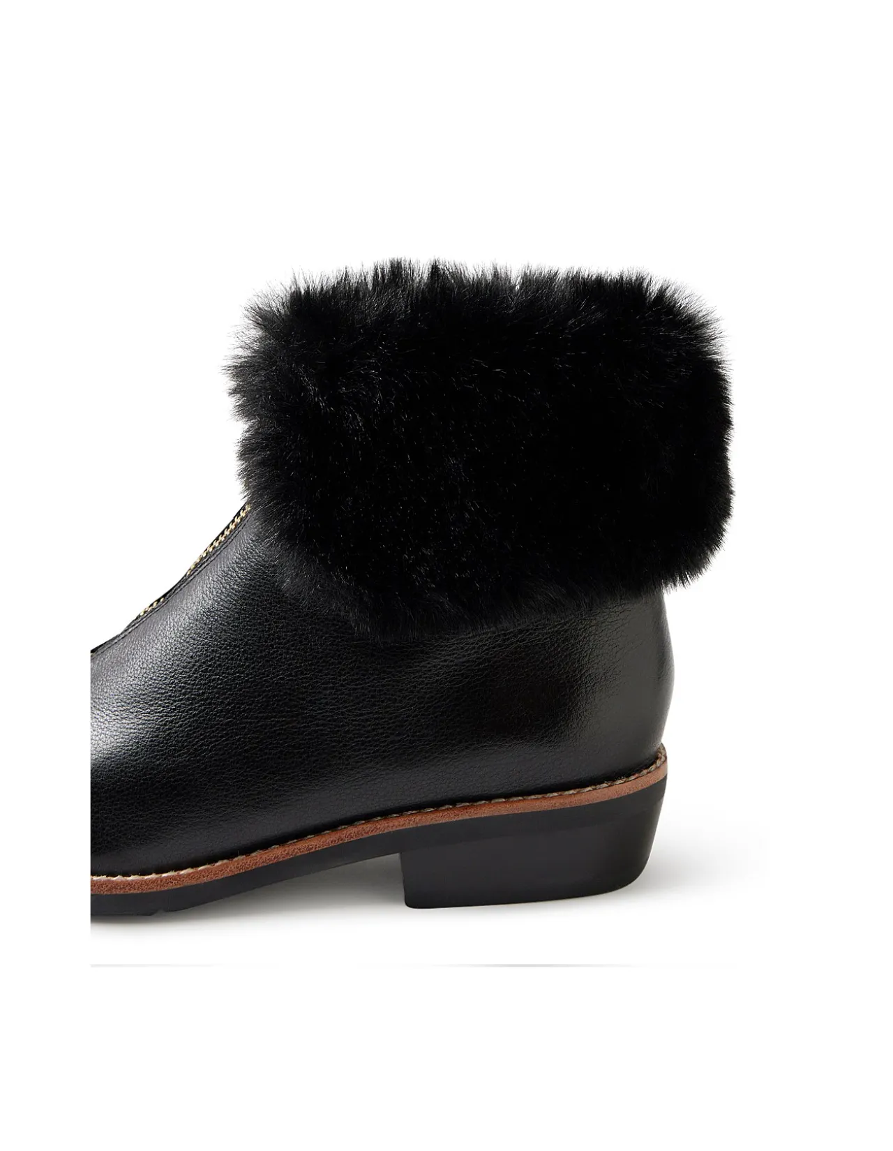 Lollys Faux Fur Zip Leather Ankle Boots