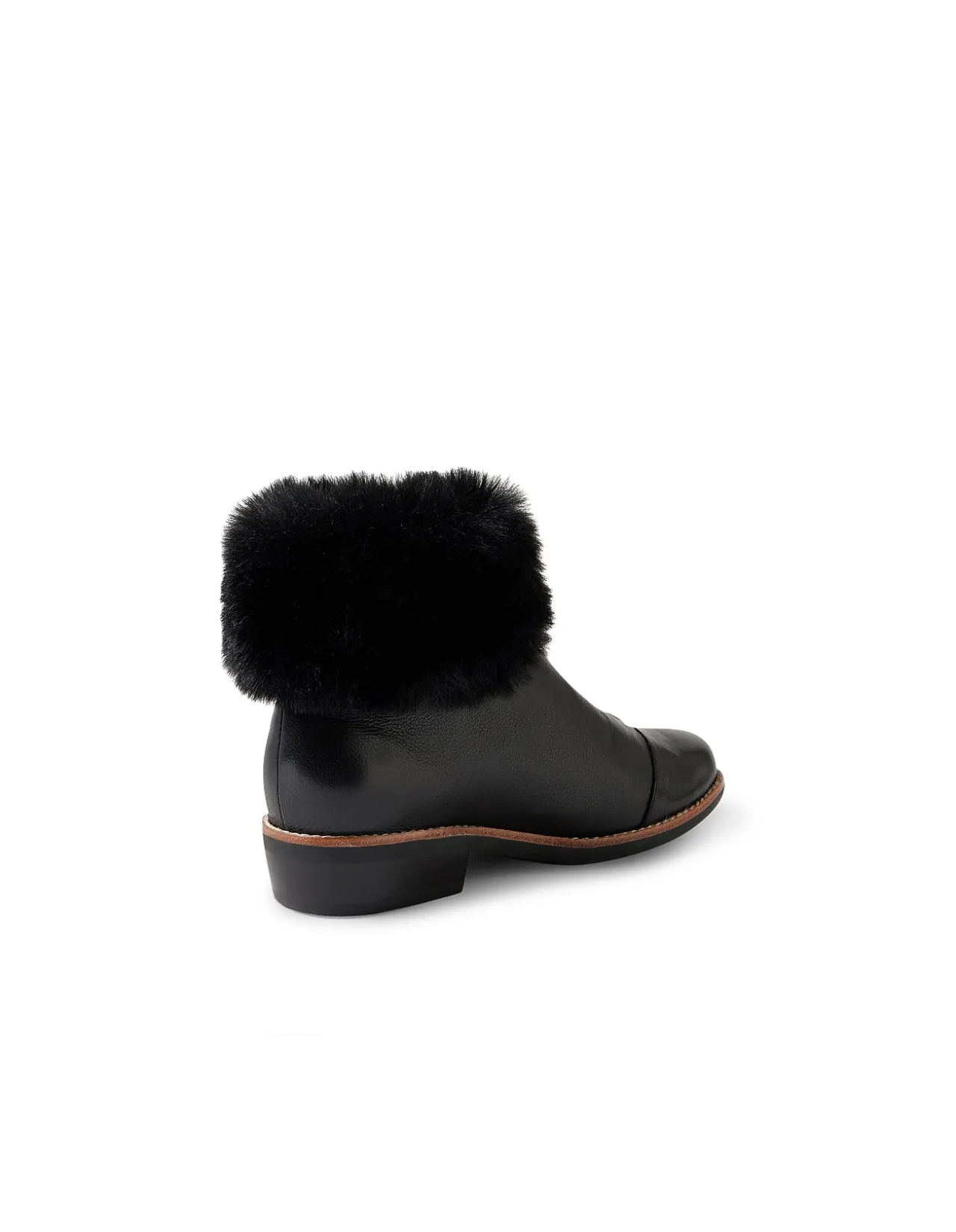 Lollys Faux Fur Zip Leather Ankle Boots