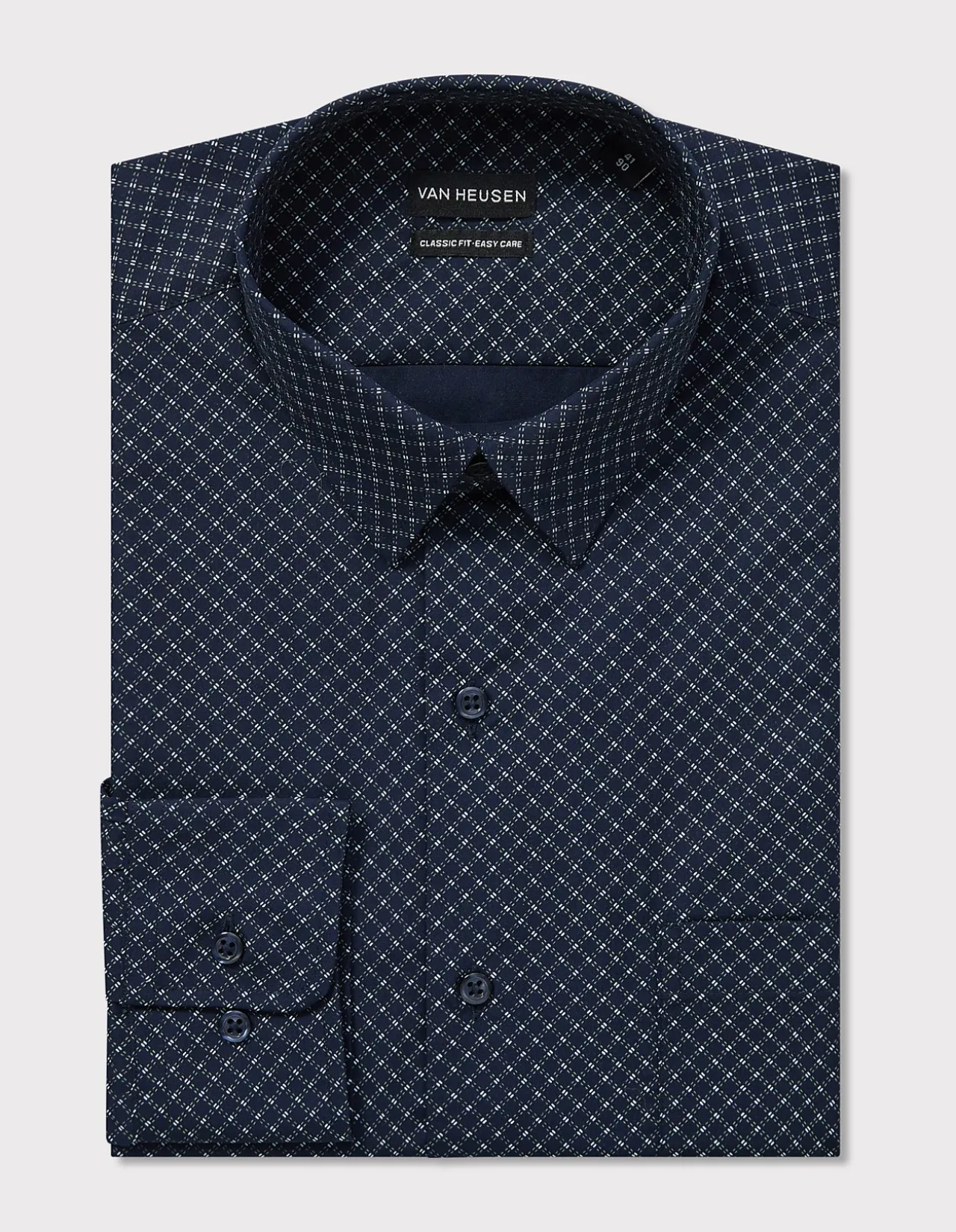 LONG SLEEVE CLASSIC FIT GEO CHECK PRINT COTTON SHIRT