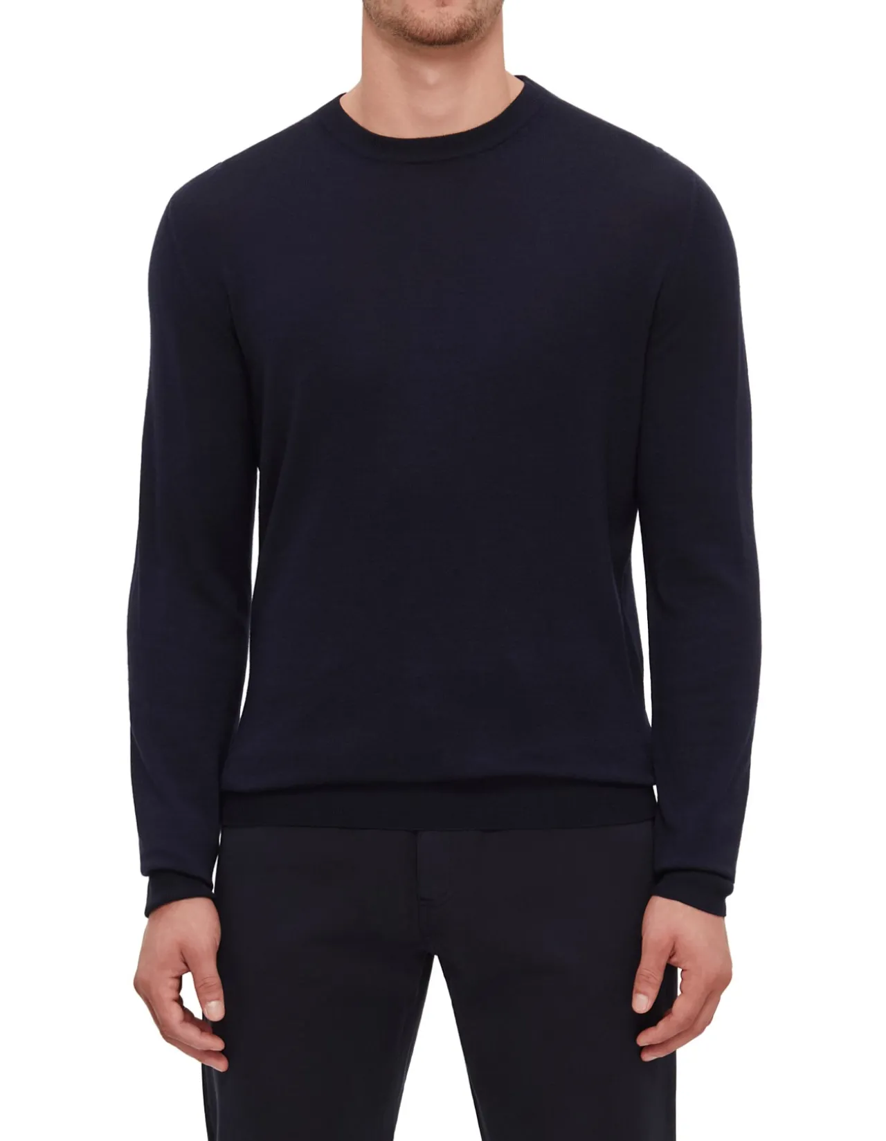 LONG SLEEVE LIGHT WEIGHT WOOL CREW NECK JUMPER