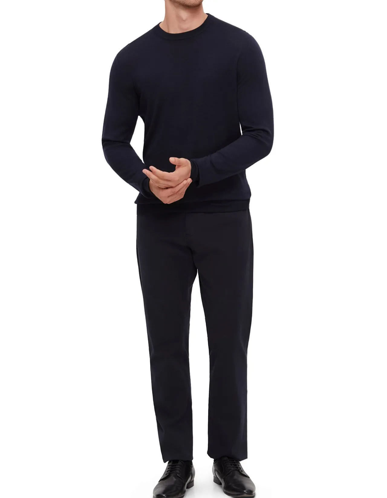 LONG SLEEVE LIGHT WEIGHT WOOL CREW NECK JUMPER