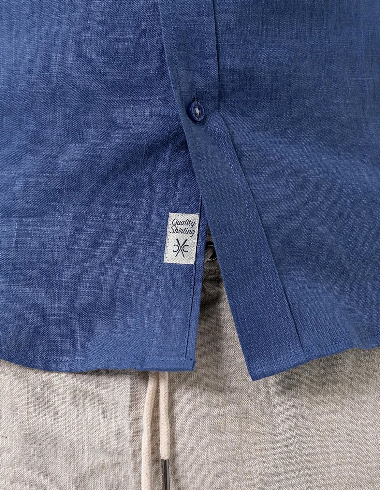 Long Sleeve Mens Linen Shirt Indigo Blue
