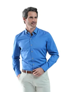 LONG SLEEVE MODERN FIT 2PLY COTTON TWILL SHIRT