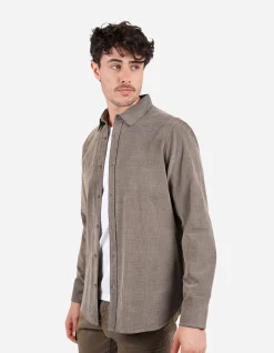 LONG SLEEVE PEACHED TEXTURED COTTON SLIM FIT SHIRT