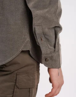 LONG SLEEVE PEACHED TEXTURED COTTON SLIM FIT SHIRT