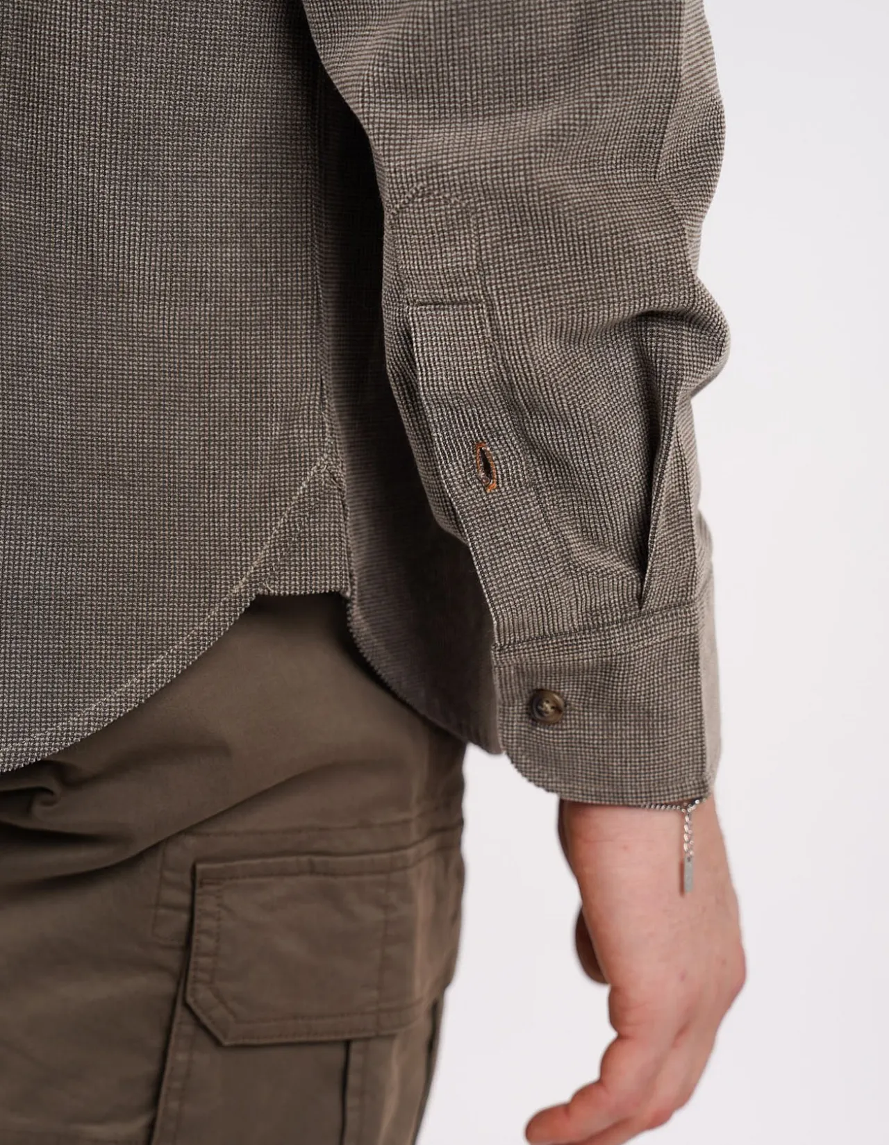 LONG SLEEVE PEACHED TEXTURED COTTON SLIM FIT SHIRT