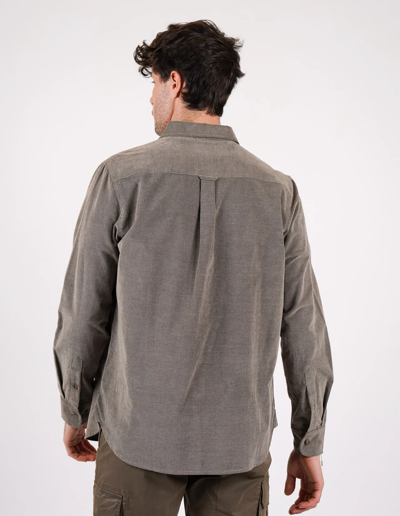 LONG SLEEVE PEACHED TEXTURED COTTON SLIM FIT SHIRT