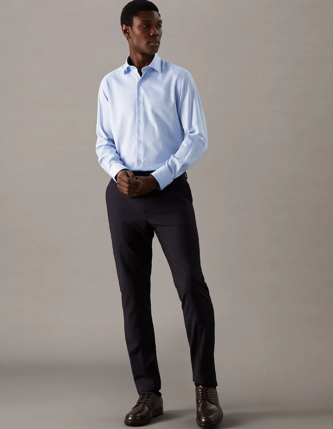 Long Sleeve Slim Dobby Shirt