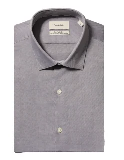 LONG SLEEVE SLIM POPLIN STR SOLID COTTON SHIRT