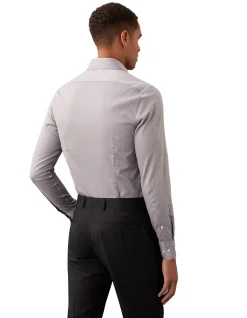 LONG SLEEVE SLIM POPLIN STR SOLID COTTON SHIRT