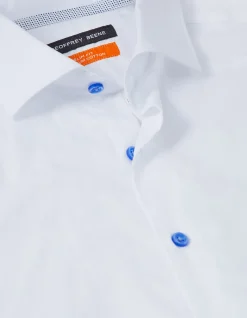 Long Sleeve Slim Single Colour Herringbone Shirt
