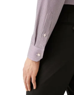 LONG SLEEVE STRIPED SIGNATURE TWILL SLIM FIT SHIRT