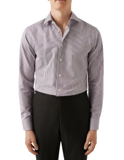 LONG SLEEVE STRIPED SIGNATURE TWILL SLIM FIT SHIRT