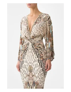 LONG SPLIT FRONT TWIST DRESS