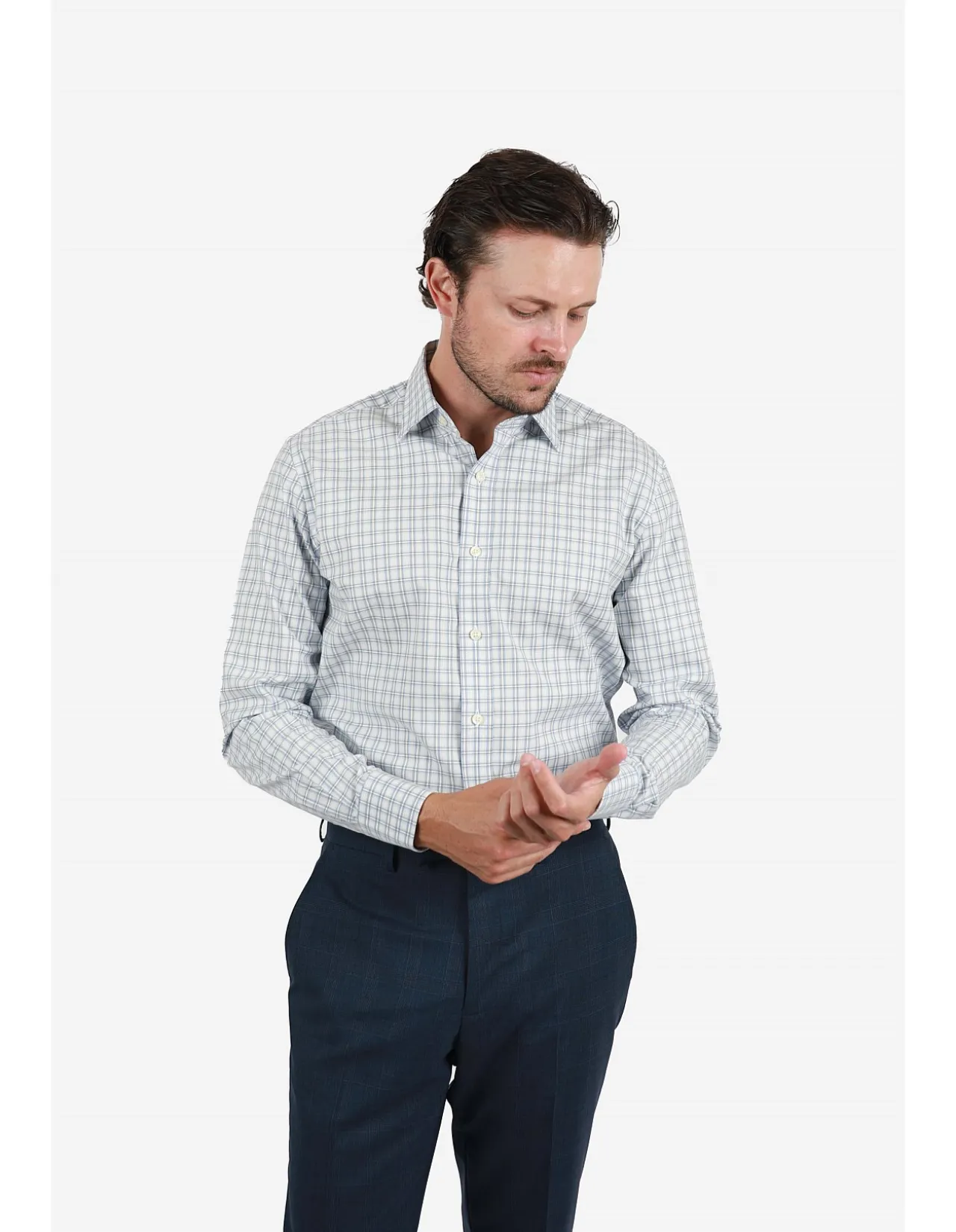 Long Sleeve Check Contempp Fit Cuff Shirt