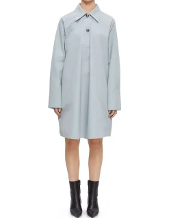 Long Sleeve Collared Dress Pewter Blue