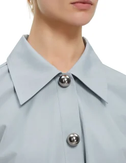 Long Sleeve Collared Dress Pewter Blue