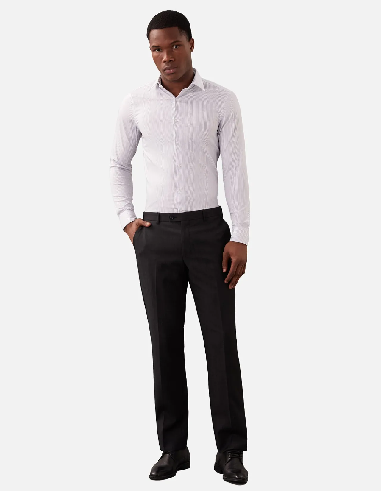 LONG SLEEVE COTTON SLIM MID TWILL STRETCH SHIRT