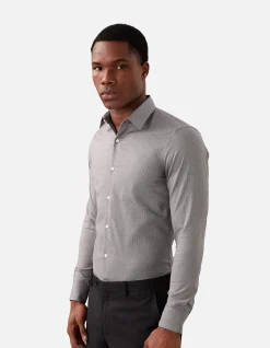 LONG SLEEVE COTTON SLIM MID TWILL STRETCH SOLID SHIRT