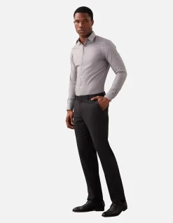 LONG SLEEVE COTTON SLIM MID TWILL STRETCH SOLID SHIRT