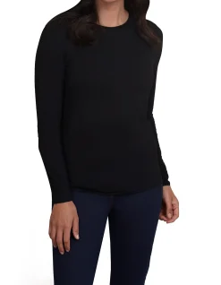 LONG SLEEVE CREW NECK TEE - BLACK