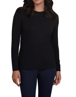 LONG SLEEVE CREW NECK TEE - BLACK