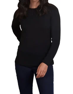LONG SLEEVE CREW NECK TEE - BLACK