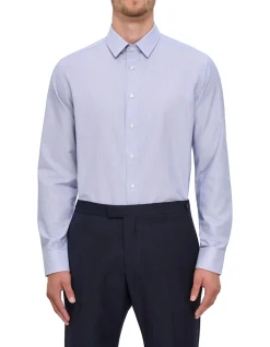 LONG SLEEVE GERARDO STRIPE WRINKLE RESISTANT COLLAR SHIRT