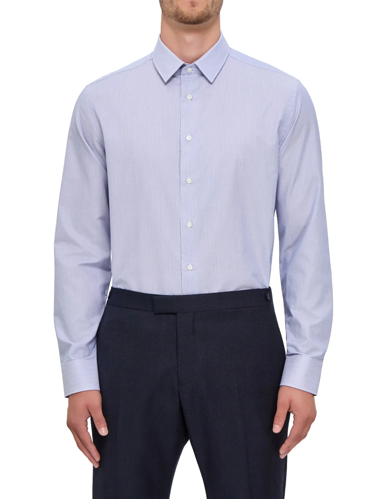 LONG SLEEVE GERARDO STRIPE WRINKLE RESISTANT COLLAR SHIRT