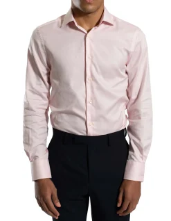 Long Sleeve Herringbone Slim Fit Shirt