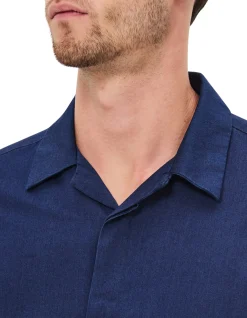 LONG SLEEVE HOWARD TWILL INDIGO COTTON SHIRT