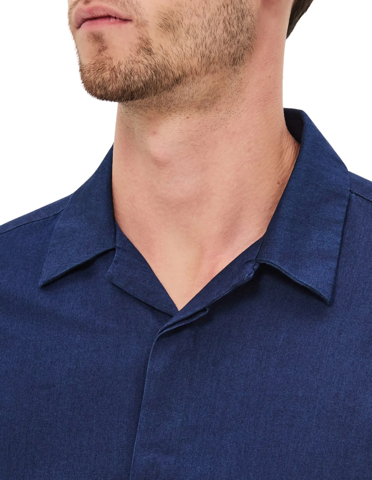 LONG SLEEVE HOWARD TWILL INDIGO COTTON SHIRT