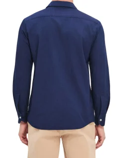 LONG SLEEVE HOWARD TWILL INDIGO COTTON SHIRT
