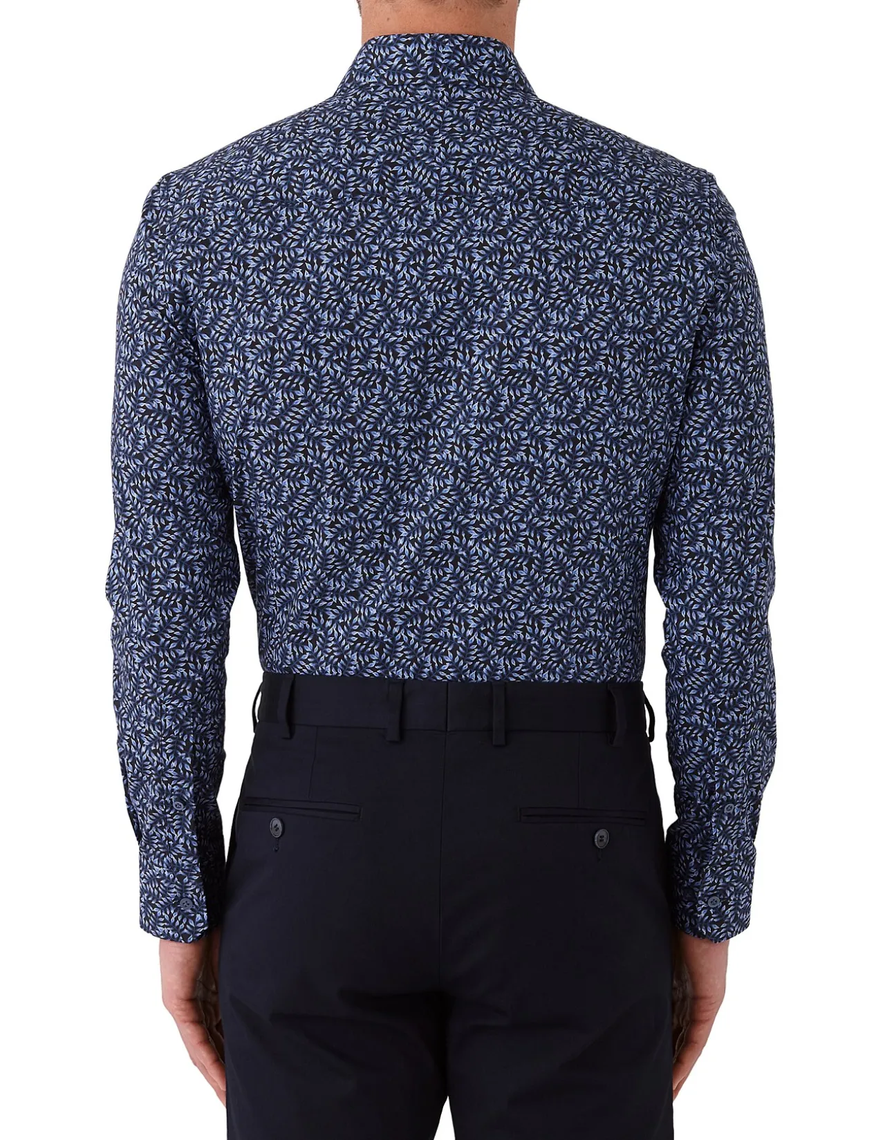 Long Sleeve LEAF Print Slim Shirt