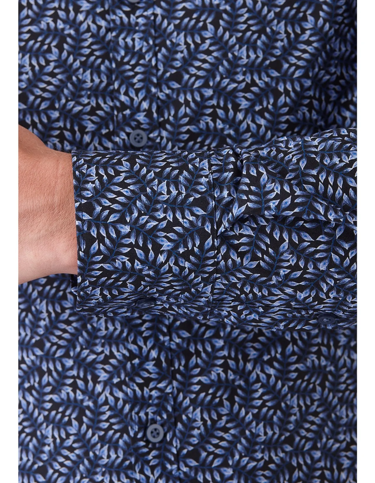 Long Sleeve LEAF Print Slim Shirt