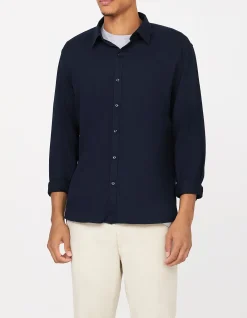 LONG SLEEVE NEVER TUCK 1 COL WASHED DOBBY REG SHIRT