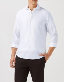Long Sleeve NEVER Tuck Single Colour Tencel Blend Oxford Shirt