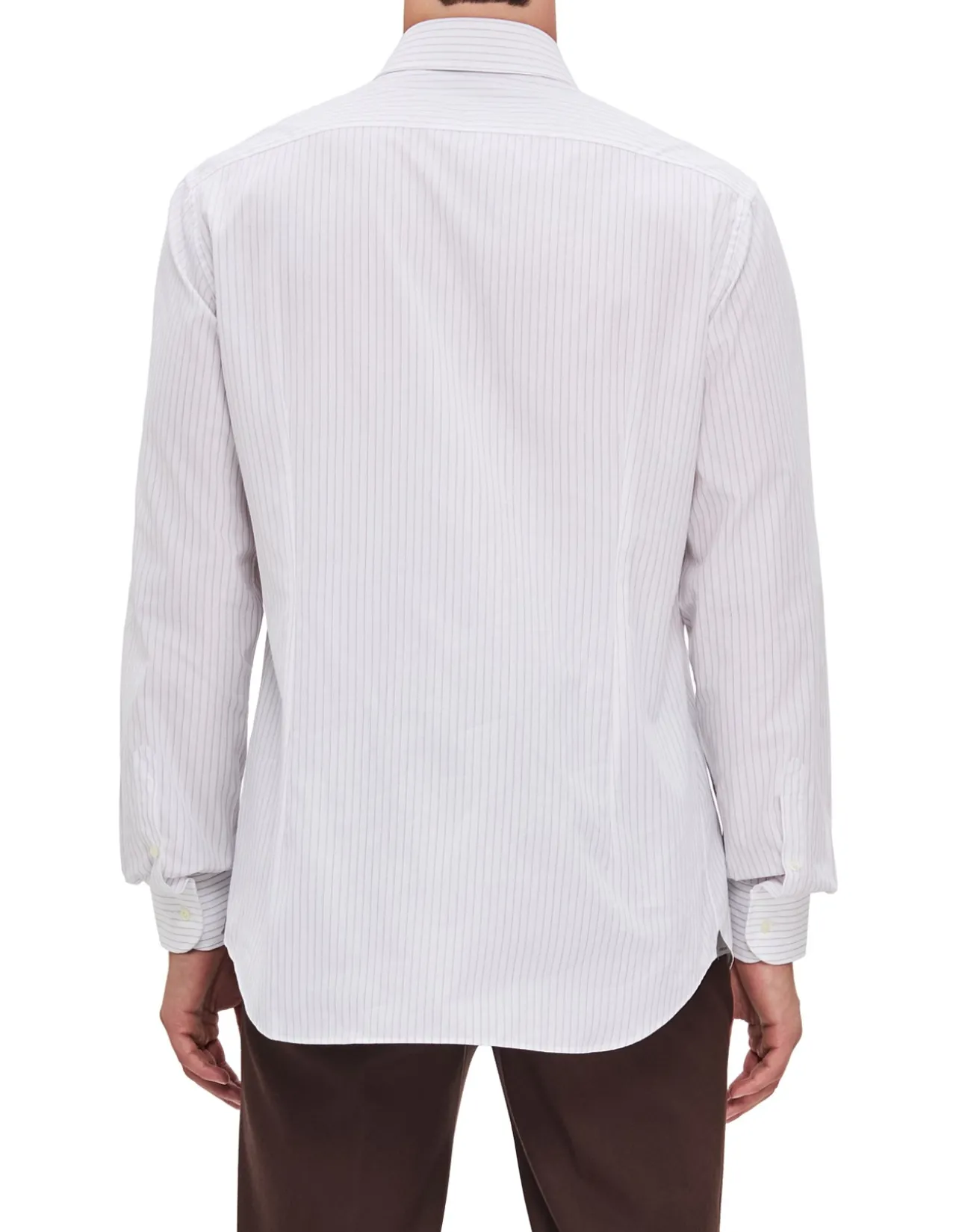 LONG SLEEVE POPLIN STRIPE PEAK COLLAR SHIRT