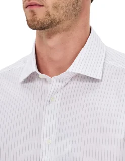 LONG SLEEVE POPLIN STRIPE PEAK COLLAR SHIRT