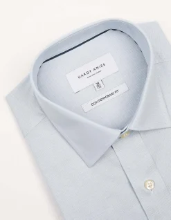 LONG SLEEVE SINGLE CUFF CONTEMPORARY FIT OXFORD COTTON SHIRT