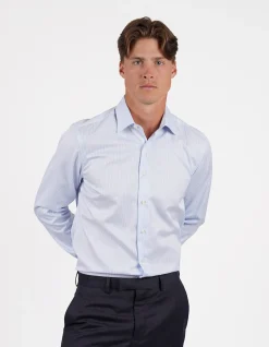 LONG SLEEVE SINGLE CUFF STRIPE SLIM FIT SHIRT
