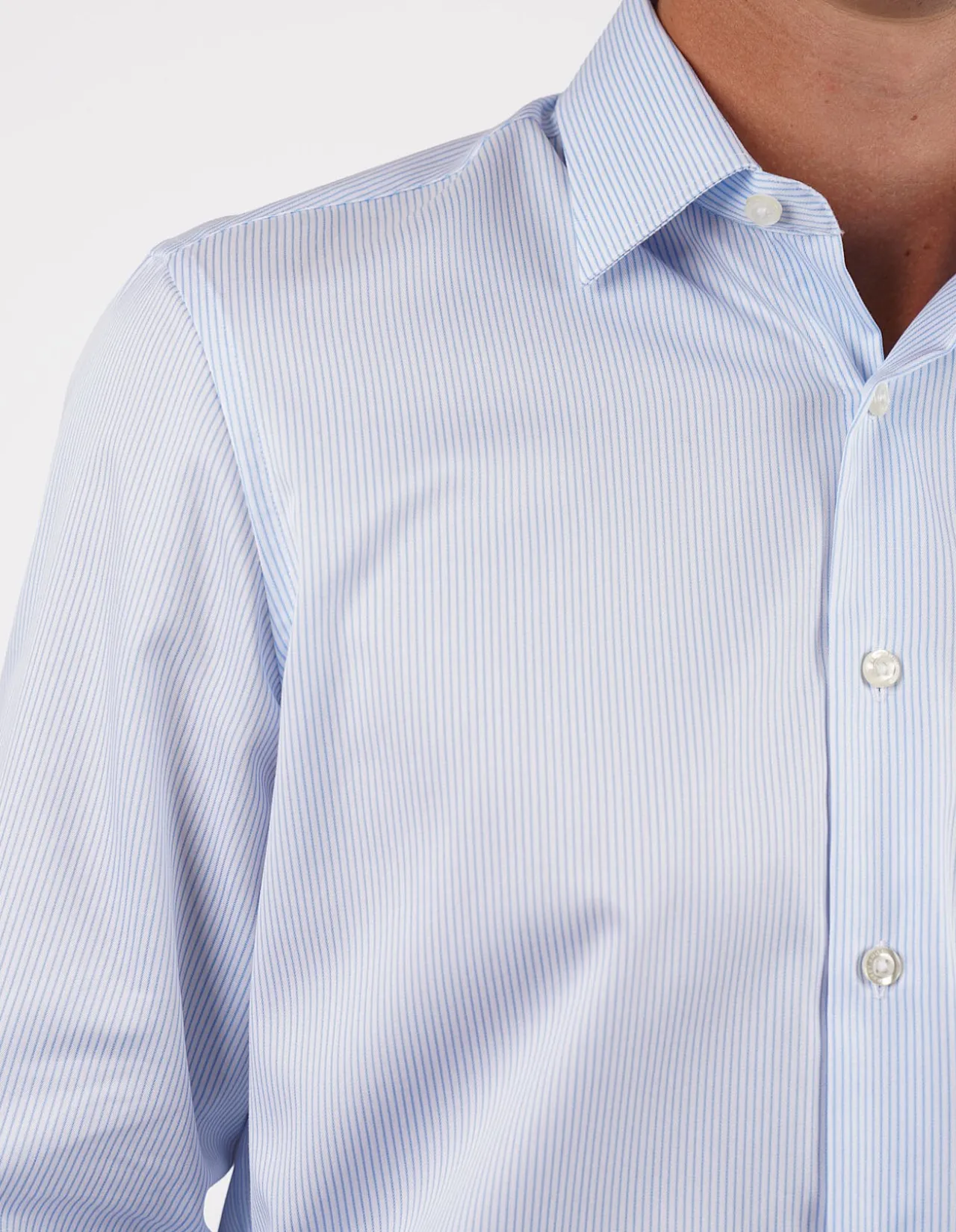 LONG SLEEVE SINGLE CUFF STRIPE SLIM FIT SHIRT