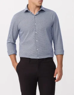 LONG SLEEVE SLIM 1 COL HOUNDSTOOTH SHIRT